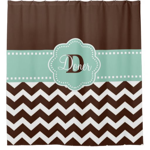 Brown Mint Chevron Personalized Shower Curtain Zazzle