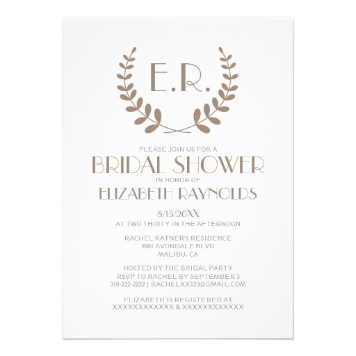 Brown Monogram Bridal Shower Invitations