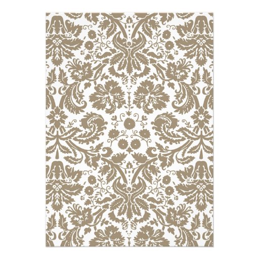 Brown Monogram Damask Bridal Shower Invitations