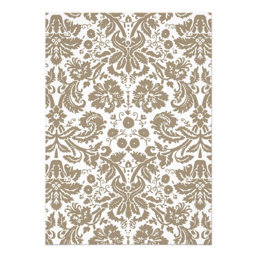 Brown Monogram Damask Wedding Invitations