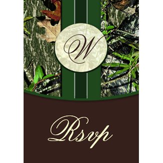 Brown Monogram Hunting Camo Wedding RSVP Cards zazzle_invitation