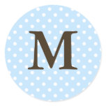 Brown Monogram M On Polka Dot Favor Labels Round Stickers