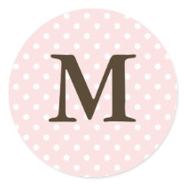 Brown Monogram M On Polka Dot Favor Labels stickers