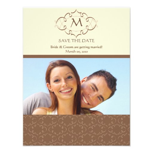 Brown Monogram Save the Date Photo Cards