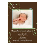 Brown Monogram Snail Boys Birth Announcements invitations