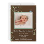 Brown Monogram Snail Boys Birth Announcements invitations