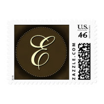 Brown monogram with Oval - white f... - Customized postage by aslentz Brown monogram with Oval - white f... - Customized postage