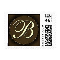 Brown monogram with Oval - white font - letter B postage by aslentz Brown monogram with Oval - white font - letter B postage