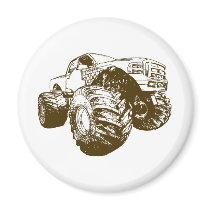 Brown Monster Truck Refrigerator Magnet