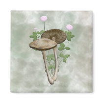 Brown Mushrooms with pink clover Magnet by Rockangel1 Brown Mushrooms with pink clover Magnet