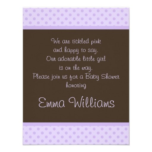 Brown n Purple Polka Dot Baby Shower Invitation
