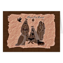 Brown Nativity Scene Greeting Card