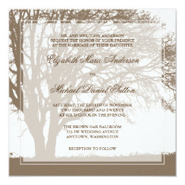 Brown Oak Tree Fall Wedding 5.25x5.25 Square Paper Invitation Card