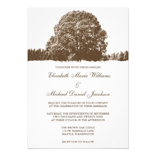 Brown Oak Tree Fall Wedding Invitations