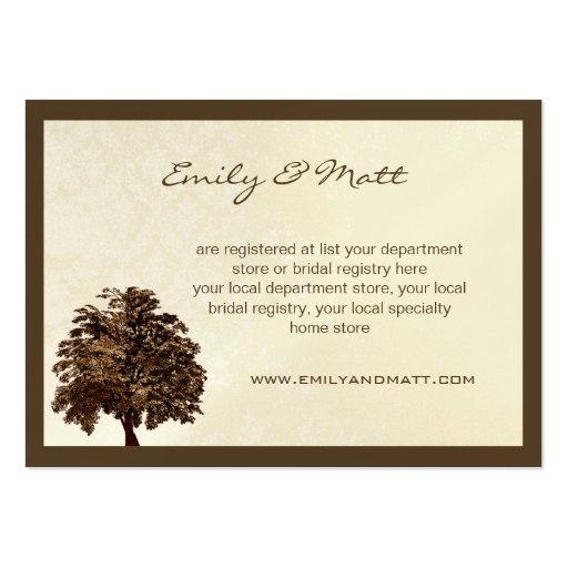 Brown Oak Tree Wedding Information Cards Business Card