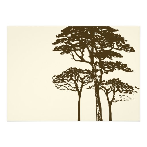 Brown Oak Tree Wedding Invitations