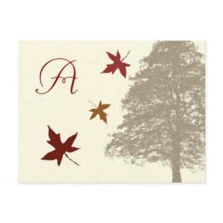 Brown Oak Tree Wedding Monogram Response Card postcard