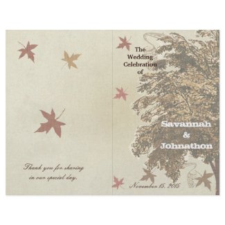 Brown Oak Tree Wedding Program flyer
