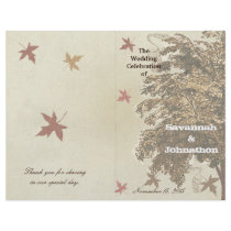 Brown Oak Tree Wedding Program Flyer Design