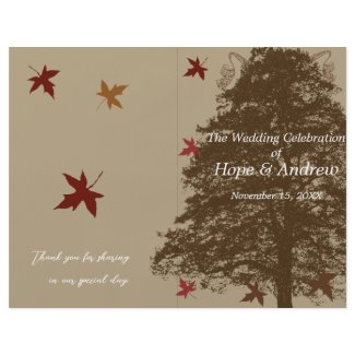 Brown Oak Tree Wedding Program flyer