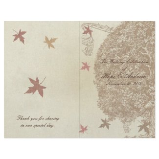 Brown Oak Tree Wedding Program flyer
