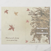 Brown Oak Tree Wedding Program Flyer Design