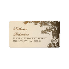 brown old tree address labels for wedding