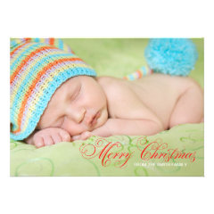 Brown Olive Green Photo Christmas Card