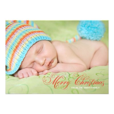 Brown Olive Green Photo Christmas Card