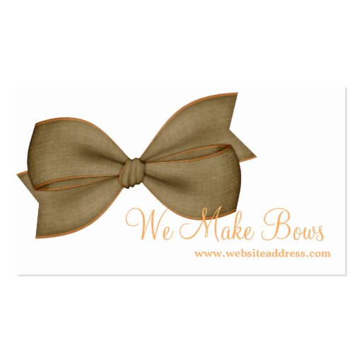 Brown & Orange Bow Style Business Card 1 (front side)