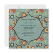 Brown & Orange Flowers Bridal Shower Invitation by celebrateitinvites Brown & Orange Flowers Bridal Shower Invitation