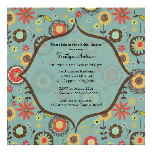 Brown & Orange Flowers  Bridal Shower Invitation