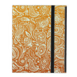 Brown & Orange Gradient With White Floral Paisley iPad Case