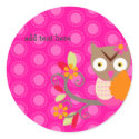 Brown+Orange+Hot Pink Owl stickers sticker
