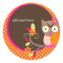 Brown+Orange+Hot Pink Owl stickers/add monogram sticker