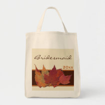 Brown Orange Ivory Dried Leaves Bridesmaid Tote bags