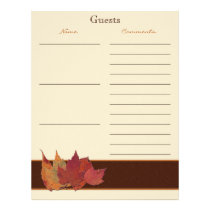 Brown Orange Ivory Dried Leaves Guest Book Paper letterhead