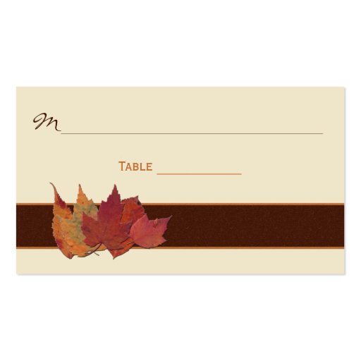 Brown, Orange, Ivory Dried Leaves Place Cards Business Card Templates (front side)