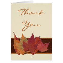 Brown Orange Ivory Dried Leaves Thank You Card cards