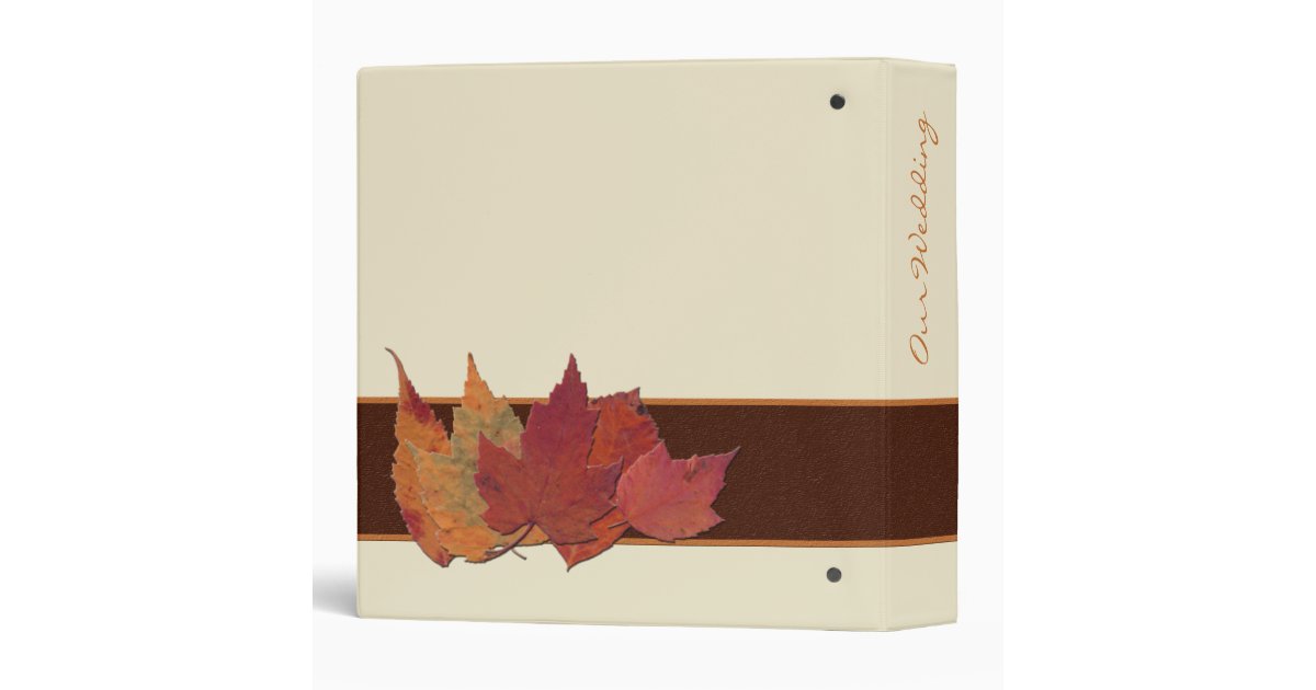 Brown Orange Ivory Dried Leaves Wedding BINDER Zazzle