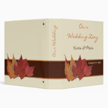 Brown Orange Ivory Dried Leaves Wedding BINDER