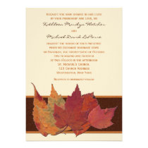 Brown Orange Ivory Dried Leaves Wedding Invitation invitations