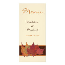 Brown Orange Ivory Dried Leaves Wedding Menu Card rack cards