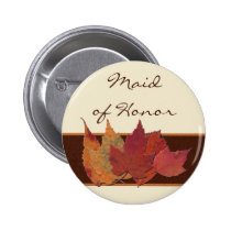 Brown Orange Ivory Dried Leaves Wedding Party Pin buttons