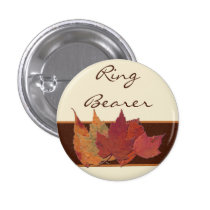 Brown Orange Ivory Dried Leaves Wedding Party Pin buttons