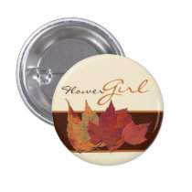 Brown Orange Ivory Dried Leaves Wedding Party Pin buttons