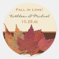 Brown Orange Ivory Dried Leaves Wedding Sticker stickers