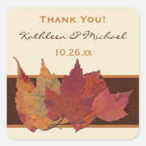 Brown Orange Ivory Dried Leaves Wedding Sticker stickers