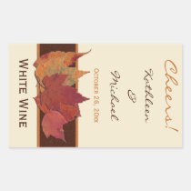 Brown Orange Ivory Dried Leaves Wedding Wine Label stickers