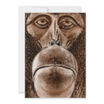 Brown Orangutan Face Close up (wc) Invite